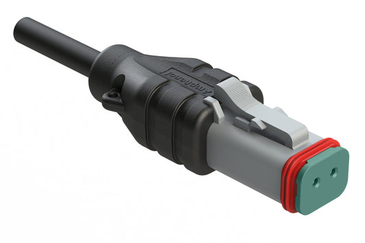 AT06GY-2S-N-TPE-M1 2 Position Plug Single-Ended Molded Cable Assembly. Black TPE, Uses Connector AT06-2S, 1 Meter Length. DT06-2S-2125-1M