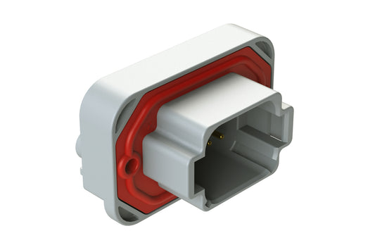 AT13-08PA-BM02 8 Position Right Angle Flange Mount PCB Receptacle, Potted, Grey, Gold Plated Contacts Included. Keyed A