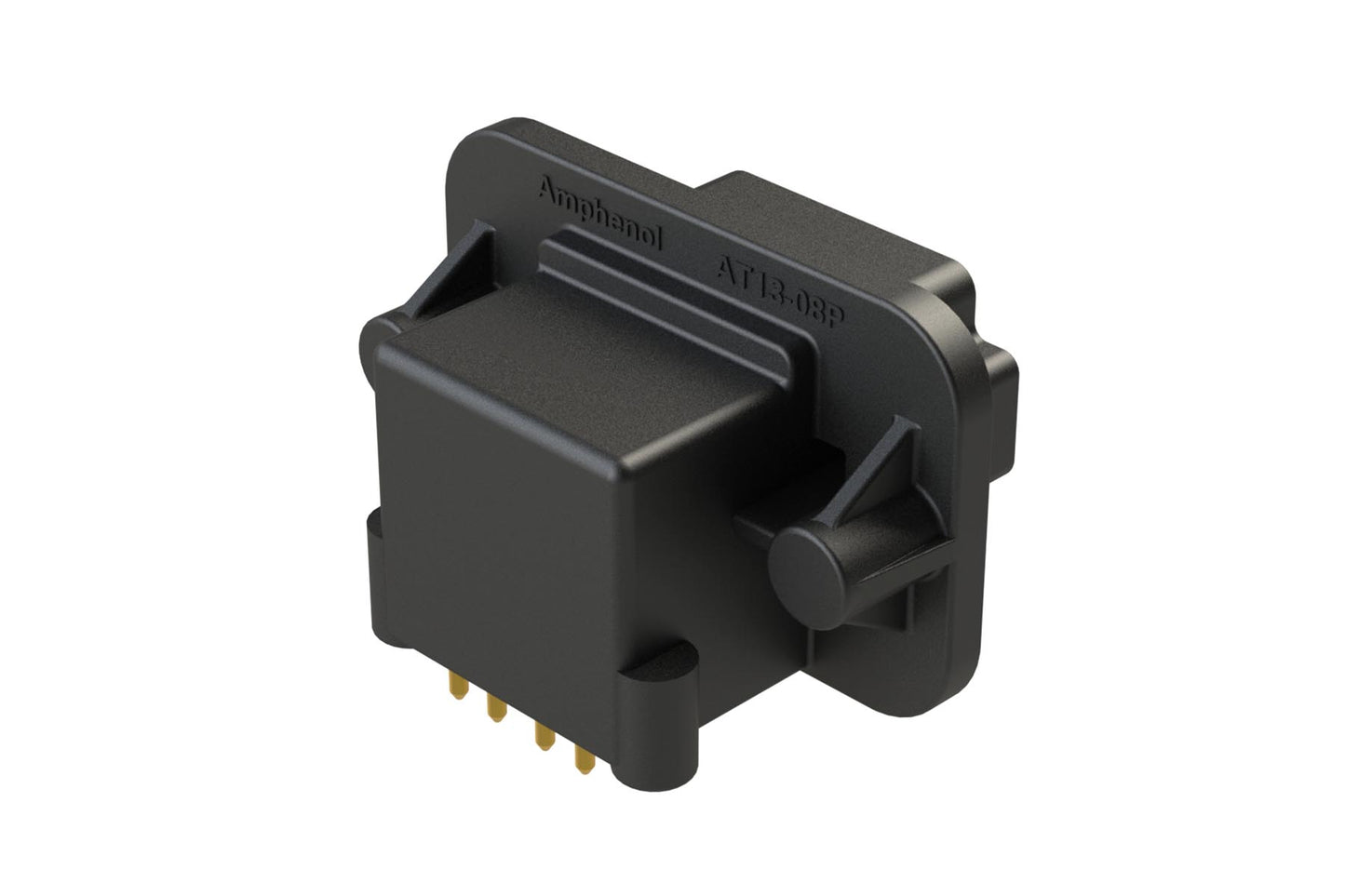 AT13-08PB-BM01CP 8 Position 90° Flange Mount PCB Receptacle, B Key, Gold Plated Contacts Included