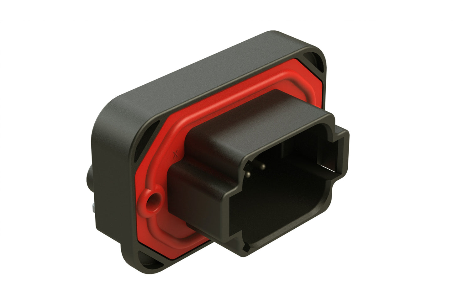 AT13-08PB-BM04 8 Position Right Angle Flange Mount PCB Receptacle, Potted, Black, Tin Plated Contacts Included. Keyed B