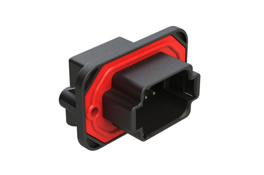 AT13-08PB-BM05CP 8 Position 90° Flange Mount PCB Receptacle, B Key, Tin Plated Contacts Included