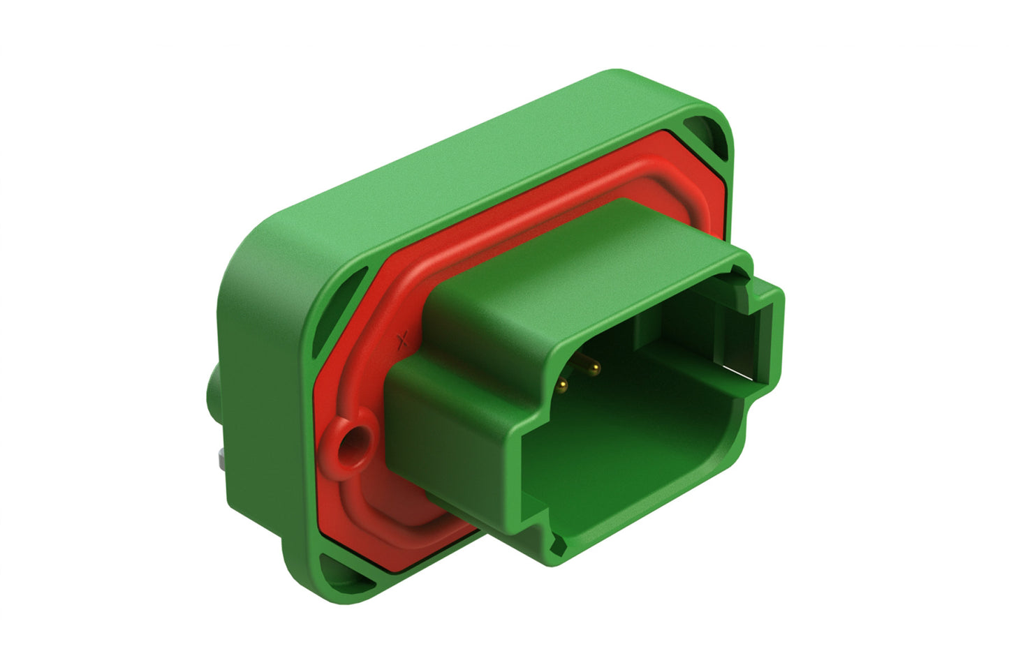 AT13-08PC-BM02 8 Position Right Angle Flange Mount PCB Receptacle, Potted, Green, Gold Plated Contacts Included. Keyed C