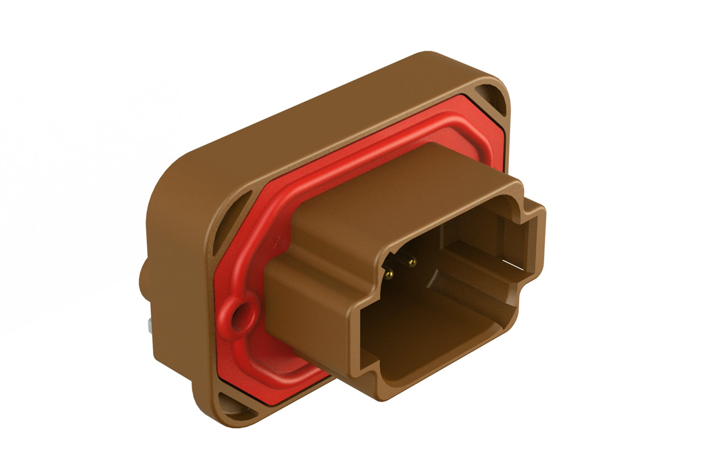 AT13-08PD-BM01 8 Position Right Angle Flange Mount PCB Receptacle, Brown, Gold Plated Contacts Included. Keyed D