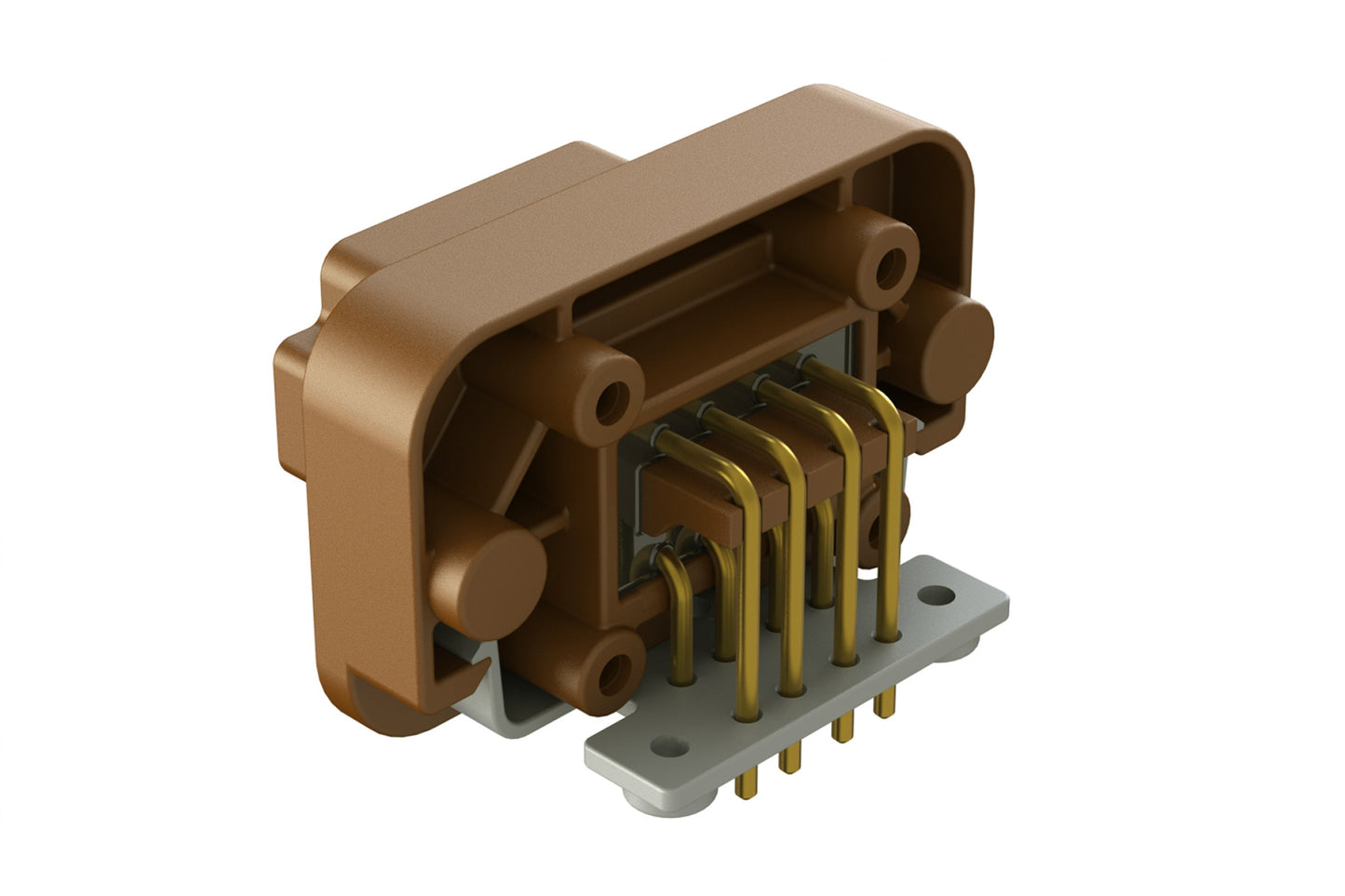 AT13-08PD-BM02 8 Position Right Angle Flange Mount PCB Receptacle, Potted, Brown, Gold Plated Contacts Included. Keyed D