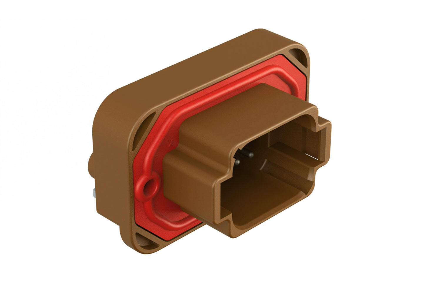 AT13-08PD-BM03 8 Position Right Angle Flange Mount PCB Receptacle, Brown, Tin Plated Contacts Included. Keyed D. DT13-08PD