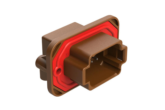 AT13-08PD-BM05CP 8 Position 90° Flange Mount PCB Receptacle, C Key, Tin Plated Contacts Included
