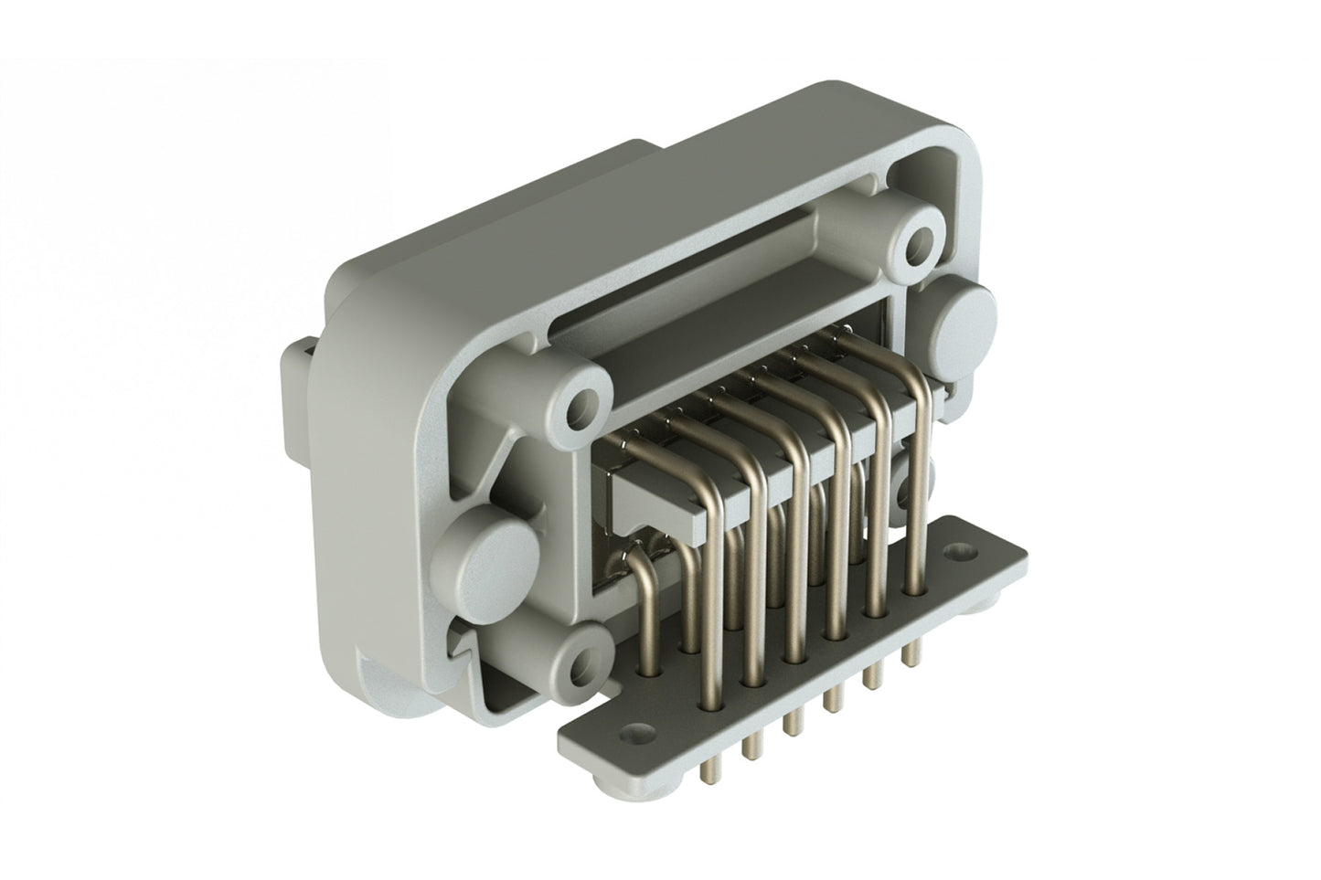 AT13-12PA-BM04 12 Position Right Angle Flange Mount PCB Receptacle, Potted, Grey, Tin Plated Contacts Included. Keyed A