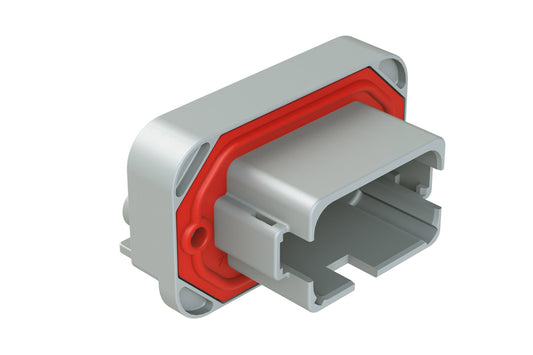 AT13-12PA-BM19 12 Position Right Angle Flange Mount PCB Receptacle, Potted, Grey, Tin Plated Contacts Included. Keyed A, Extended Length Shroud