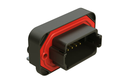 AT13-12PB-BM01 12 Position Right Angle Flange Mount PCB Receptacle, Black, Gold Plated Contacts Included. Keyed B. DT13-12PB-G003