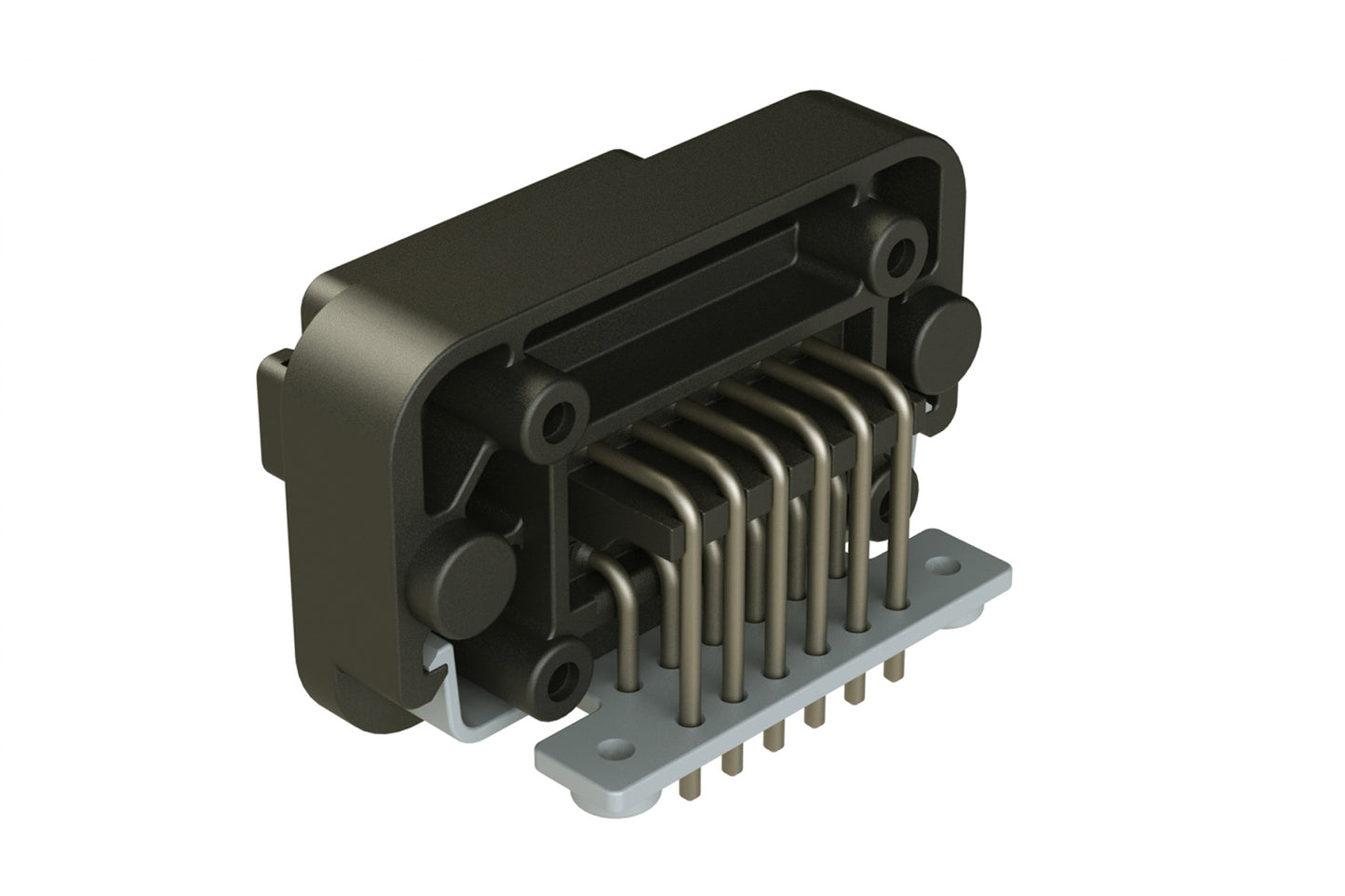 AT13-12PB-BM03 12 Position Right Angle Flange Mount PCB Receptacle, Black, Tin Plated Contacts Included. Keyed B. DT13-12PB