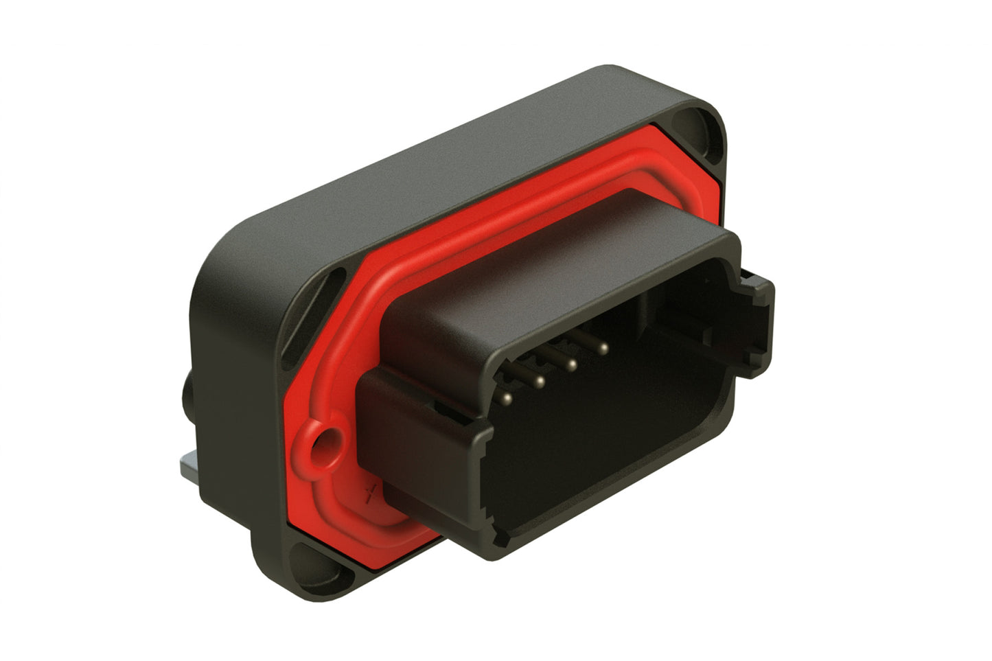 AT13-12PB-BM04 12 Position Right Angle Flange Mount PCB Receptacle, Potted, Black, Tin Plated Contacts Included. Keyed B