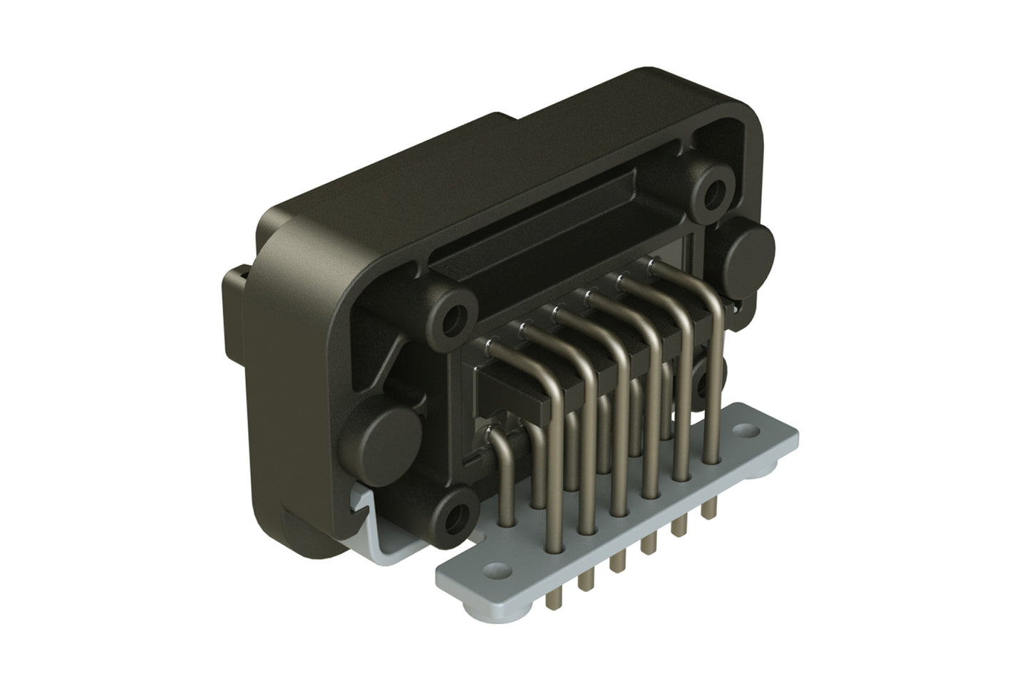 AT13-12PB-BM04 12 Position Right Angle Flange Mount PCB Receptacle, Potted, Black, Tin Plated Contacts Included. Keyed B