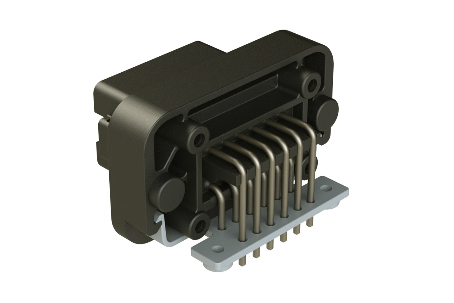 AT13-12PB-BM16 12 Position Right Angle Flange Mount PCB Receptacle, Black, Tin Plated Contacts Included. Keyed B. DT13-12PB-B016