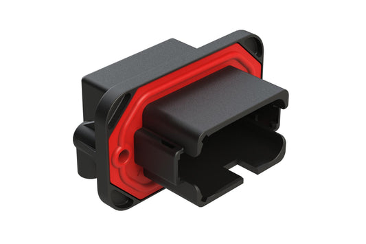 AT13-12PB-BM20CP 12 Position 90° Flange Mount PCB Receptacle, Gold Plated Contacts Included, Keyed B,