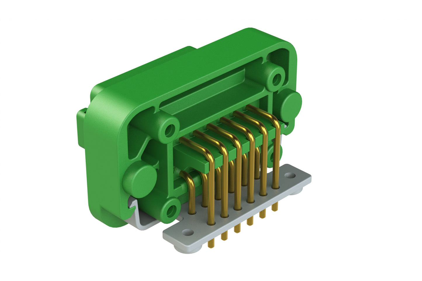 AT13-12PC-BM01 12 Position Right Angle Flange Mount PCB Receptacle, Green, Gold Plated Contacts Included. Keyed C. DT13-12PC-G003