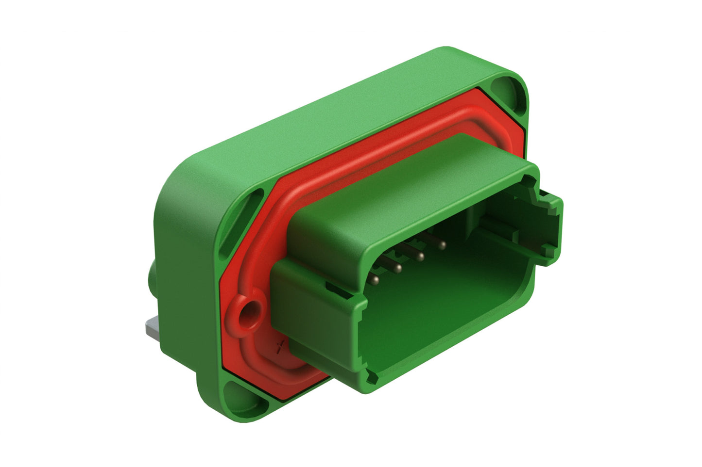 AT13-12PC-BM04 12 Position Right Angle Flange Mount PCB Receptacle, Potted, Green, Tin Plated Contacts Included. Keyed C