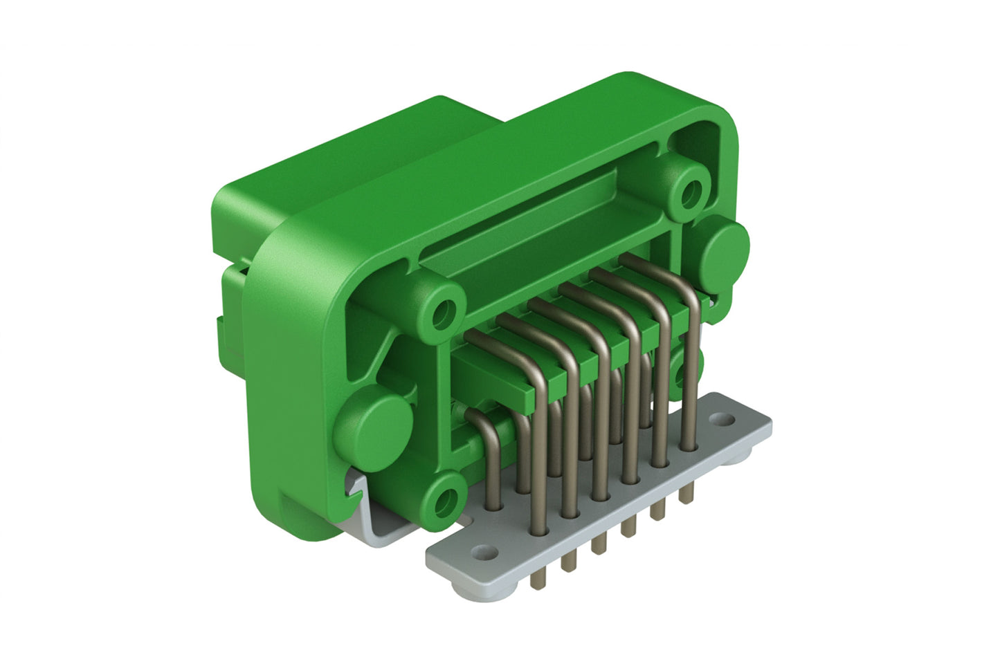 AT13-12PC-BM16 12 Position Right Angle Flange Mount PCB Receptacle, Green, Tin Plated Contacts Included. Keyed C. DT13-12PC-B016