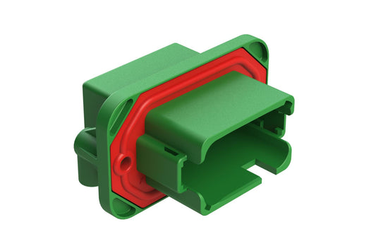 AT13-12PC-BM20CP 12 Position 90° Flange Mount PCB Receptacle. Gold Plated Contacts Included, Covered Rear Pins