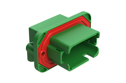 AT13-12PC-BM21CP 12 Position 90° Flange Mount PCB Receptacle. Tin Plated Contacts Included, Covered Rear Pins