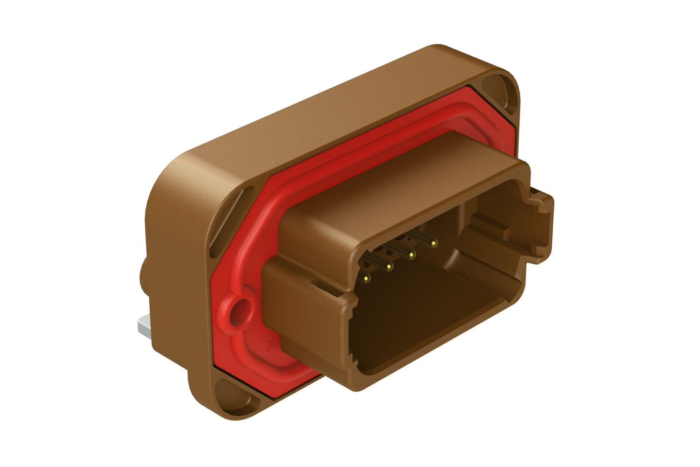 AT13-12PD-BM02 12 Position Right Angle Flange Mount PCB Receptacle, Potted, Brown, Gold Plated Contacts Included. Keyed D