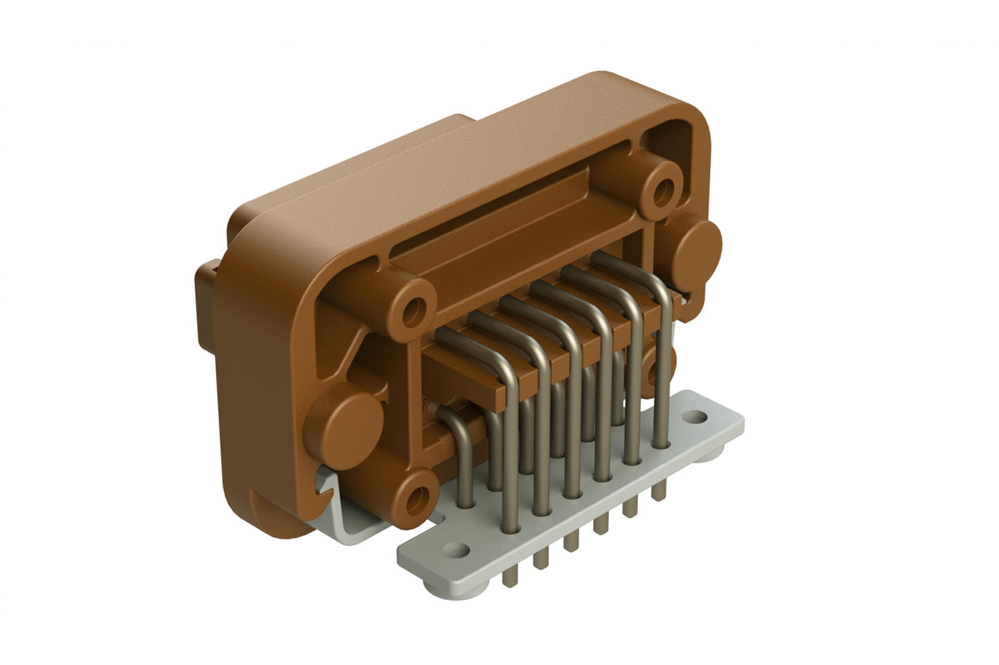 AT13-12PD-BM03 12 Position Right Angle Flange Mount PCB Receptacle, Brown, Tin Plated Contacts Included. Keyed D. DT13-12PD
