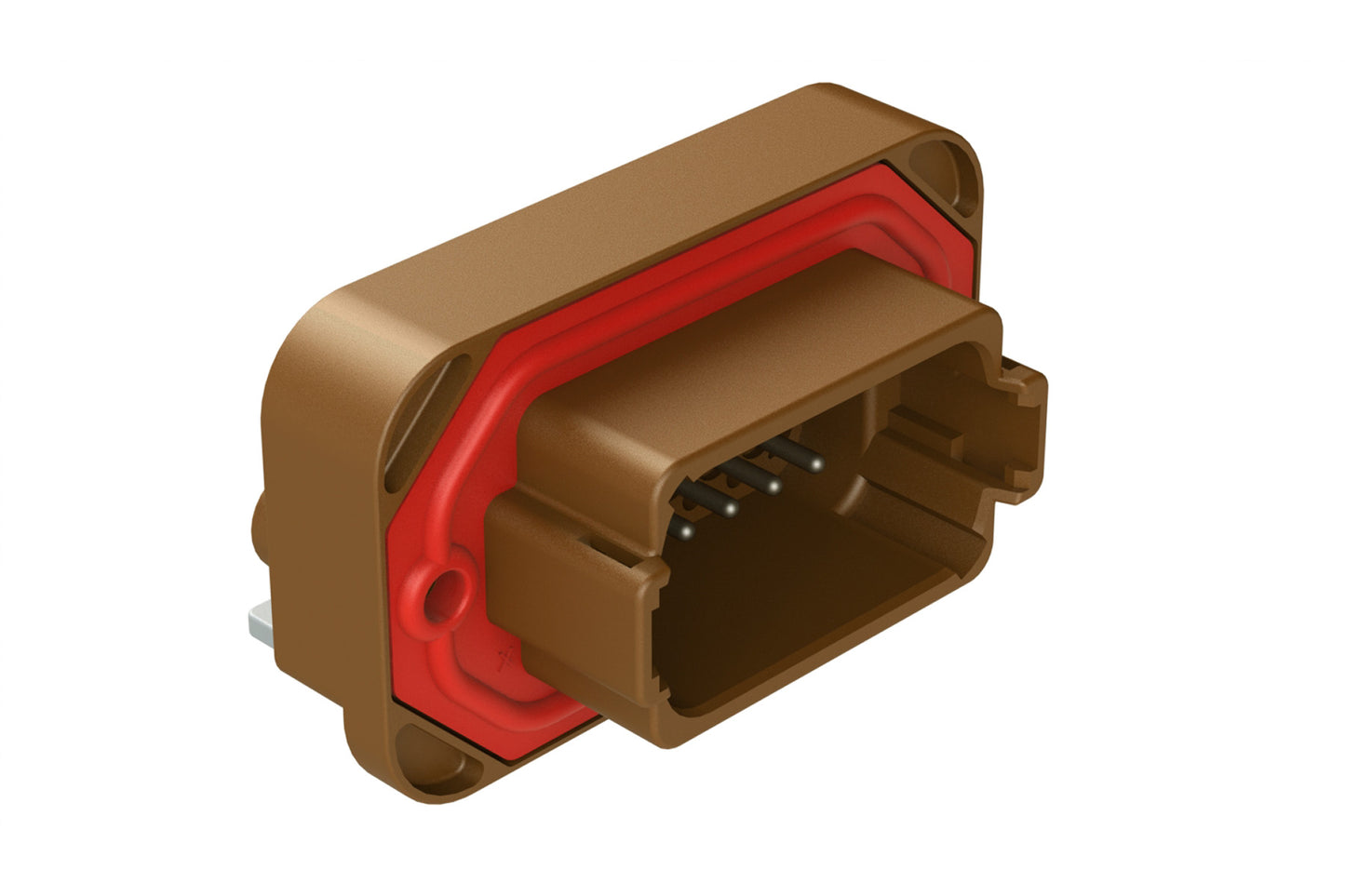 AT13-12PD-BM04 12 Position Right Angle Flange Mount PCB Receptacle, Potted, Brown, Tin Plated Contacts Included. Keyed D