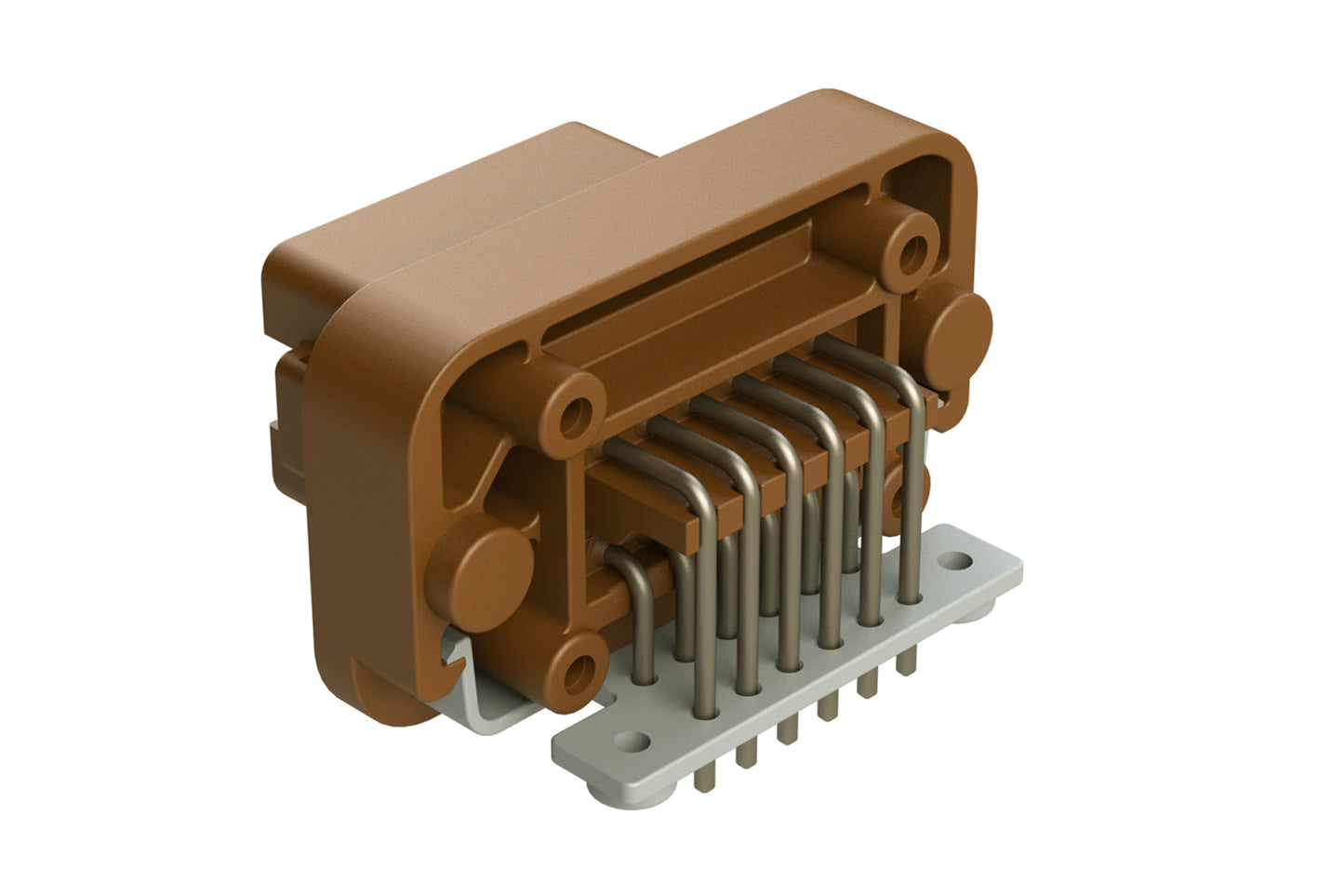 AT13-12PD-BM16 12 Position Right Angle Flange Mount PCB Receptacle, Brown, Tin Plated Contacts Included. Keyed D. DT13-12PD-B016