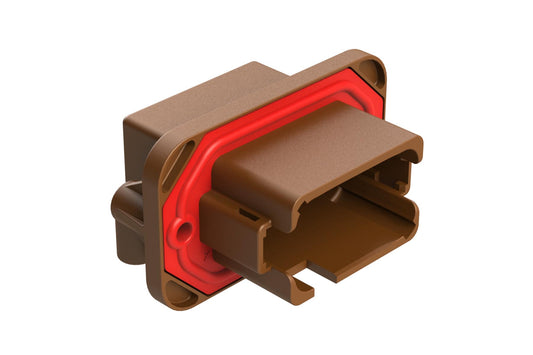 AT13-12PD-BM21CP 12 Position 90° Flange Mount PCB Receptacle, Gold Plated Contacts Included Keyed D, Covered Rear Pins