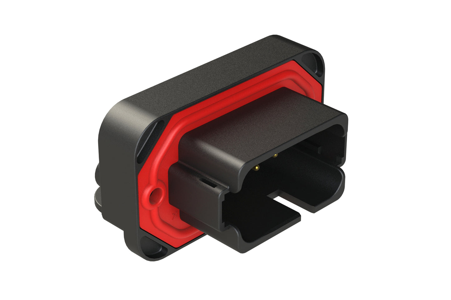 AT13-1612PB-BM02 13 Position PCB Receptacle with Flange, 90° Right Angle, Gold Plated, Self-Threading, Gasket, Potted, Black