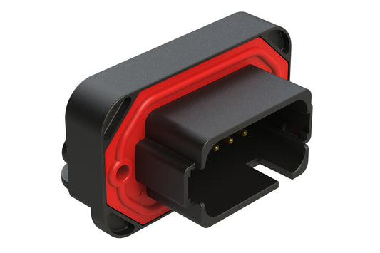 AT13-18PA-BM01BK 18 Position, Right Angle Flange Mount PCB Receptacle, Gold Plated Contacts Included, Keyed A, Black