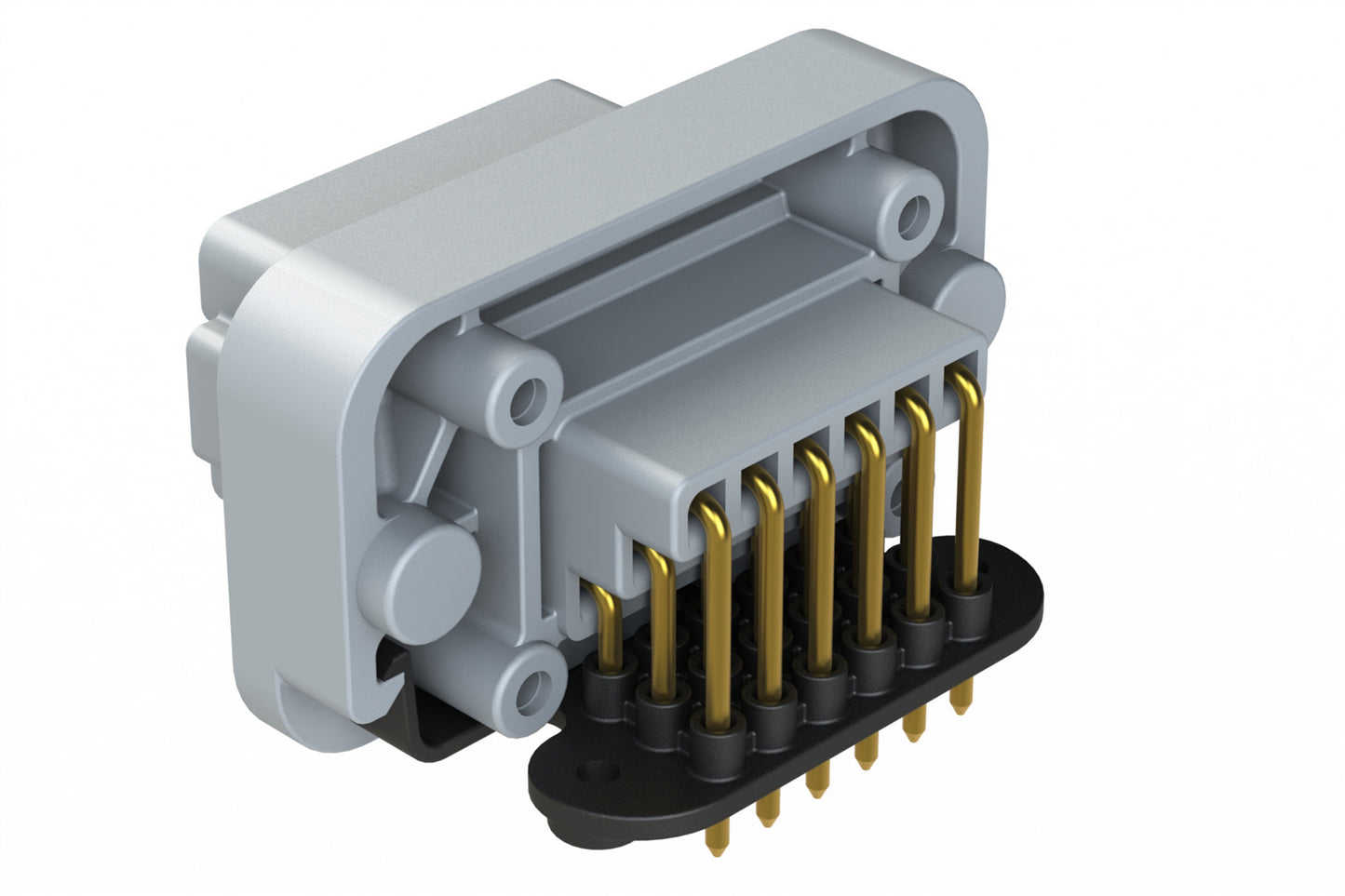 AT13-18PA-BM02GY 18 Position, Right Angle Flange Mount PCB Receptacle, Gold Plated Contacts Included, Potted, Keyed A, Grey