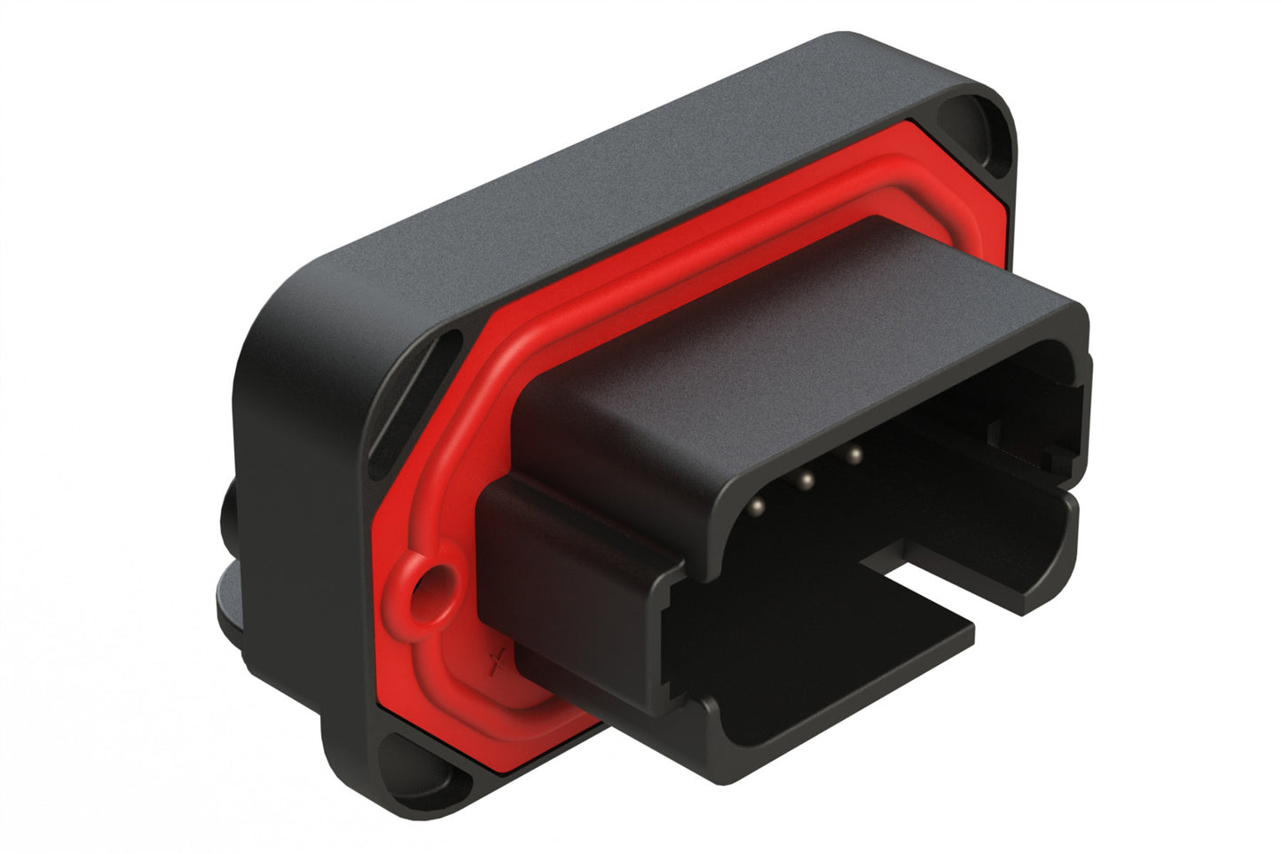 AT13-18PA-BM04BK 18 Position, Right Angle Flange Mount PCB Receptacle, Tin Plated Contacts Included, Potted, Keyed A, Black