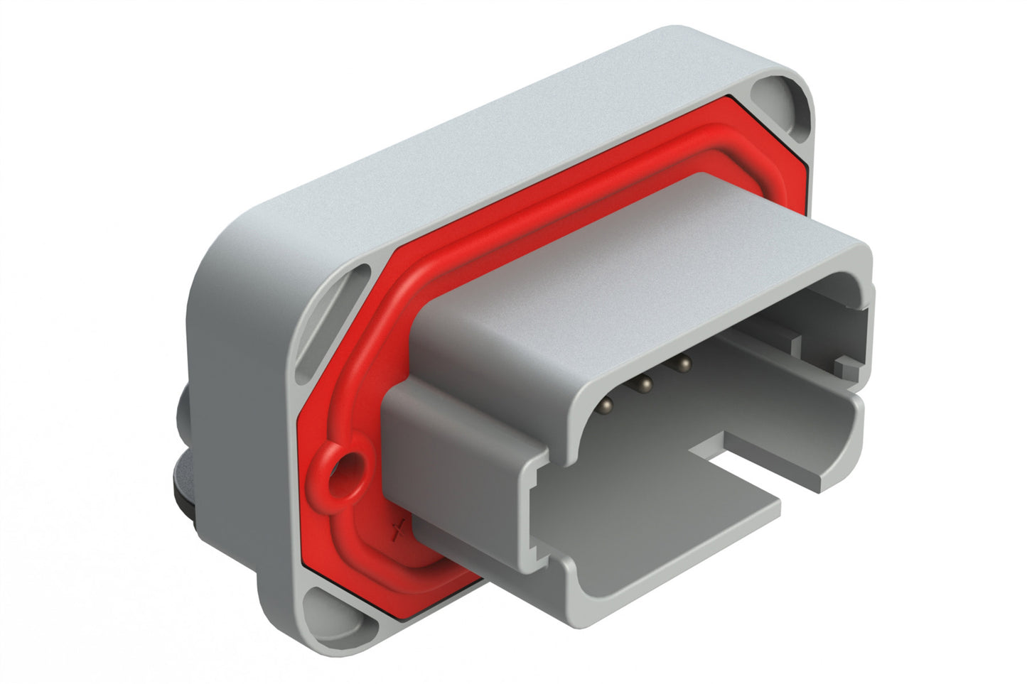 AT13-18PA-BM04GY 18 Position, Right Angle Flange Mount PCB Receptacle, Tin Plated Contacts Included, Potted, Keyed A, Grey