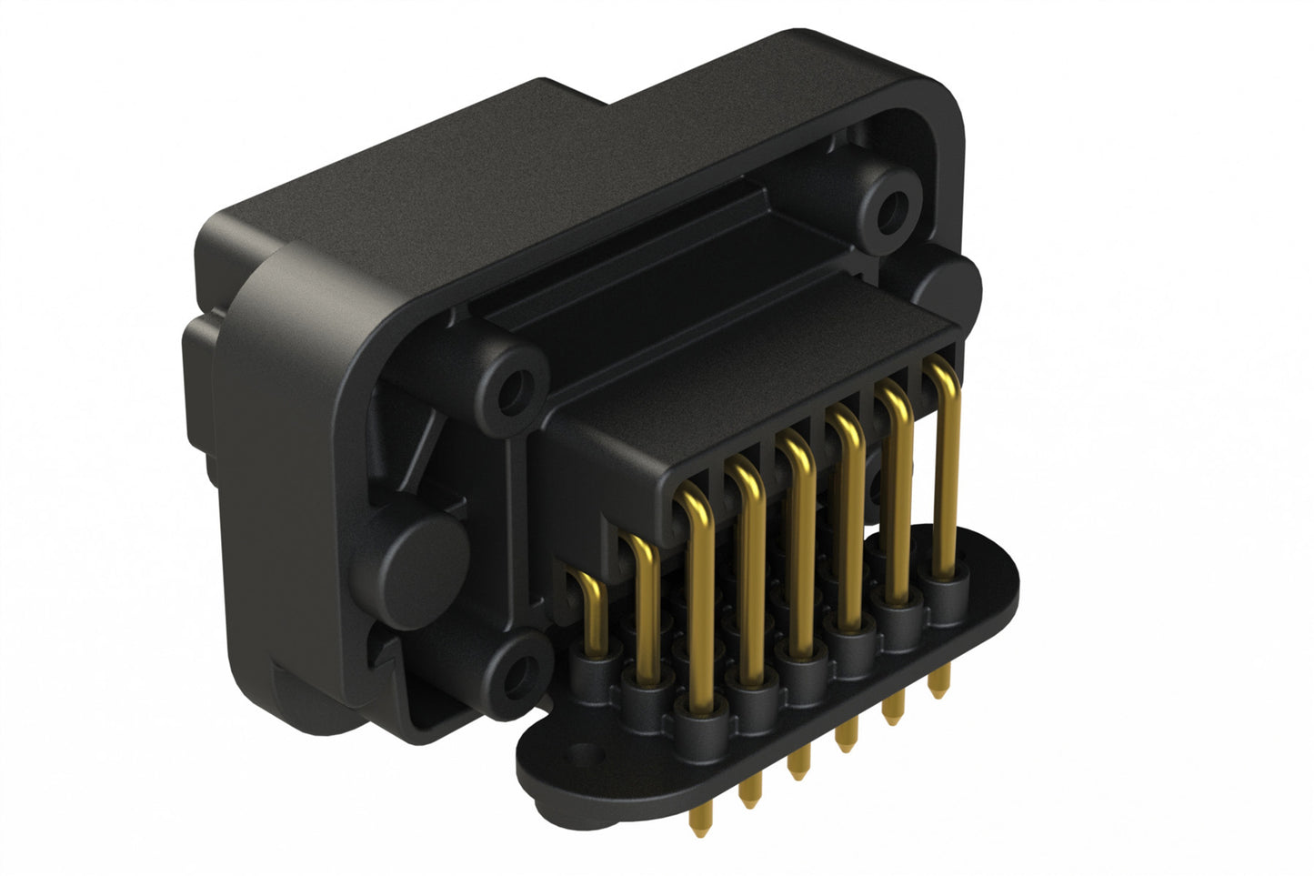 AT13-18PB-BM02BK 18 Position, Right Angle Flange Mount PCB Receptacle, Gold Plated Contacts Included, Potted, Keyed B, Black