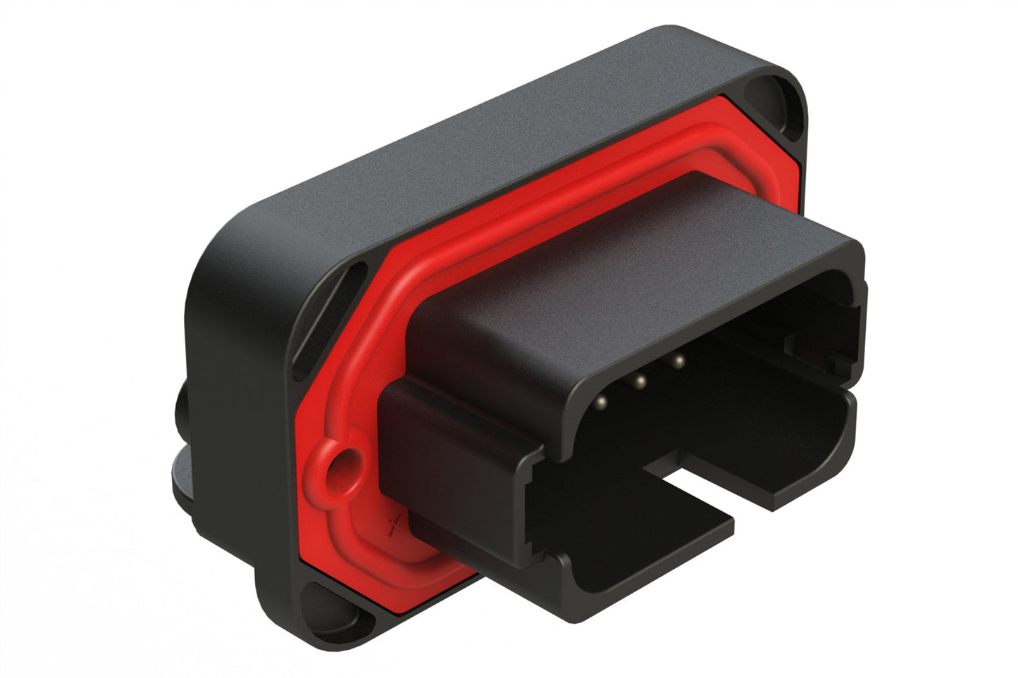 AT13-18PB-BM03BK 18 Position, Right Angle Flange Mount PCB Receptacle, Tin Plated Contacts Included, Keyed B, Black