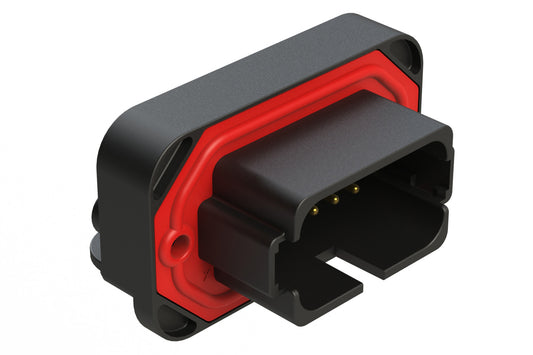 AT13-18PC-BM01BK 18 Position, Right Angle Flange Mount PCB Receptacle, Gold Plated Contacts Included, Keyed C, Black