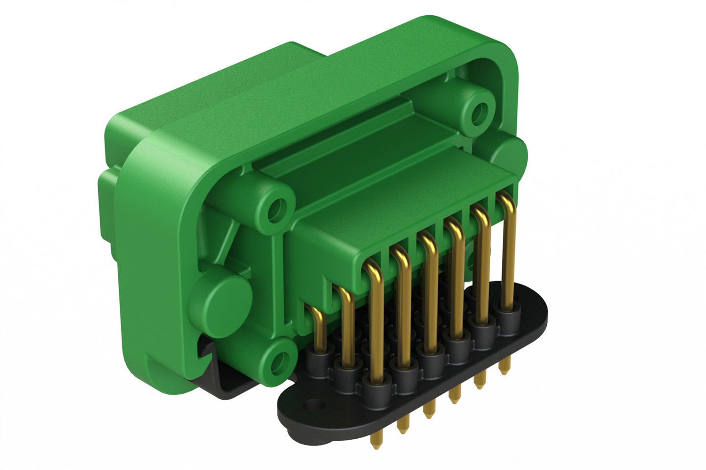 AT13-18PC-BM02GN 18 Position, Right Angle Flange Mount PCB Receptacle, Gold Plated Contacts Included, Potted, Keyed C, Green