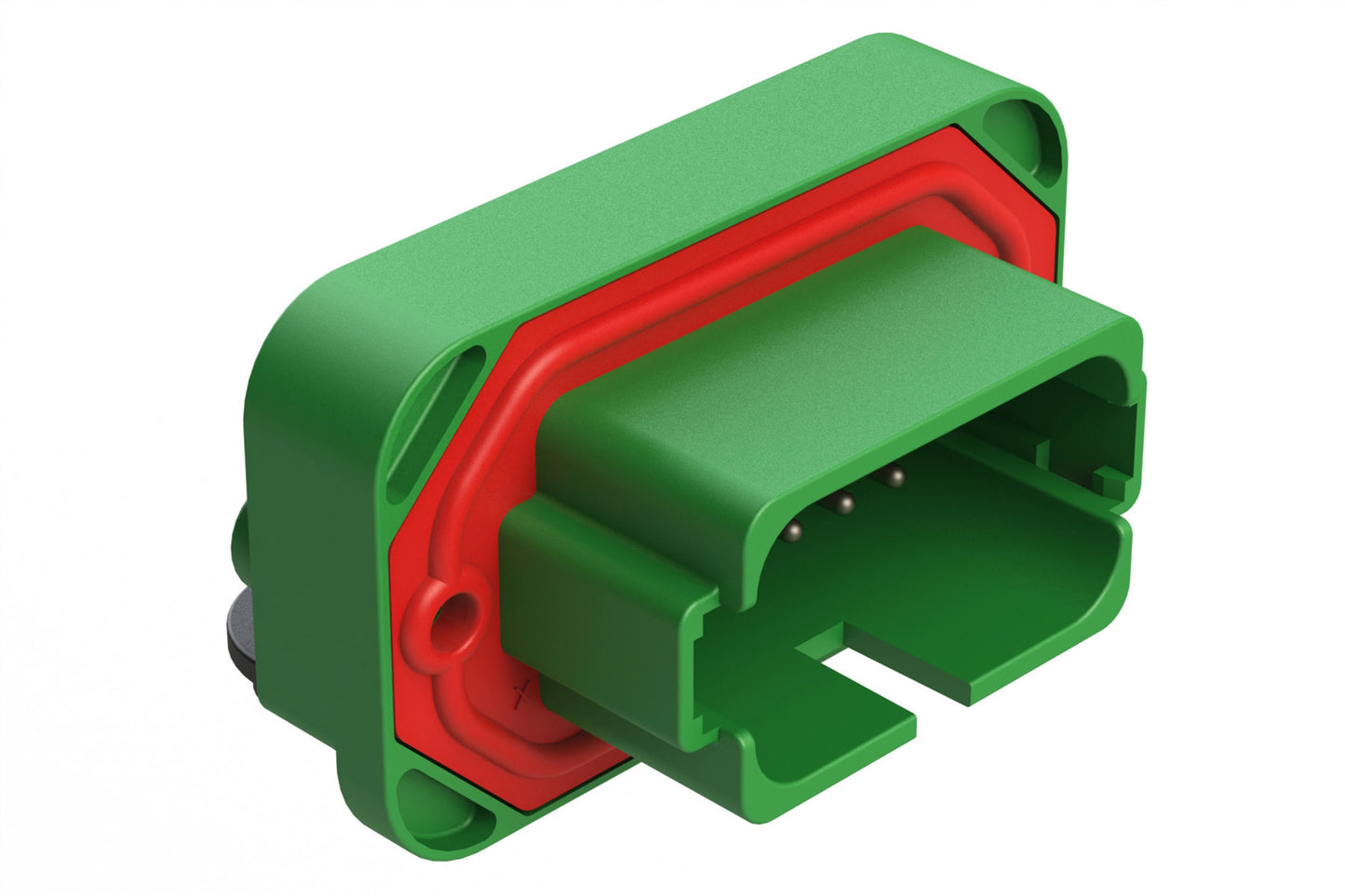 AT13-18PC-BM04GN 18 Position, Right Angle Flange Mount PCB Receptacle, Tin Plated Contacts Included, Potted, Keyed C, Green