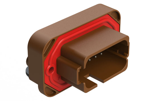 AT13-18PD-BM04BN 18 Position, Right Angle Flange Mount PCB Receptacle, Tin Plated Contacts Included, Potted, Keyed D, Brown