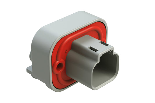 AT13-2P-BM01 2 Position Right Angle Flange Mount PCB Receptacle, Grey, Gold Plated Contacts Included