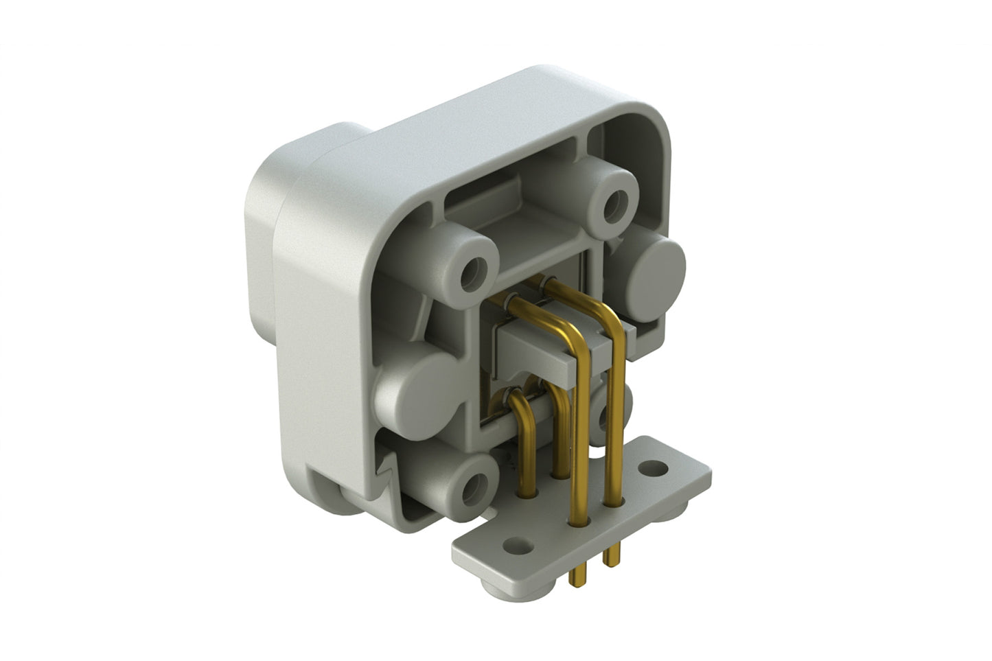 AT13-4P-BM02 4 Position Right Angle Flange Mount PCB Receptacle, Potted, Grey, Gold Plated Contacts Included