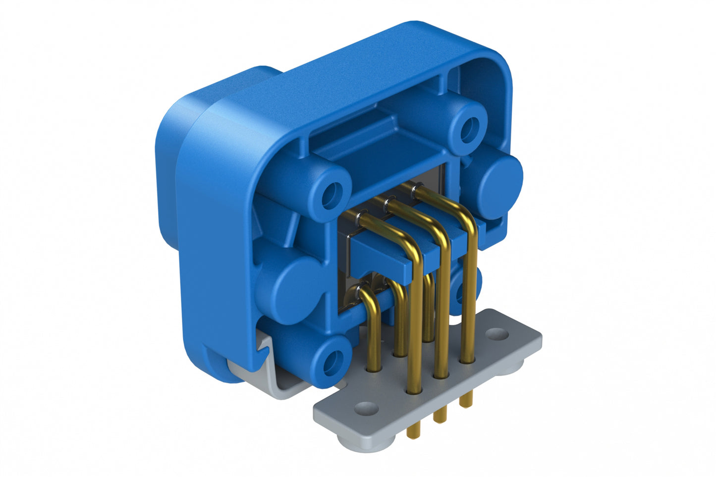 AT13-6P2-BM02BLU 6 Position Right Angle Flange Mount PCB Receptacle, Potted, Blue, Gold Plated Contacts Included