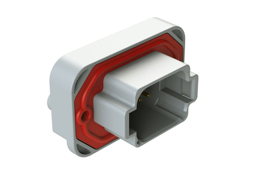 AT15-08PA-BM02 8 Position Flange Mount PCB Receptacle, Potted, Grey, Gold Plated Contacts Included. Keyed A