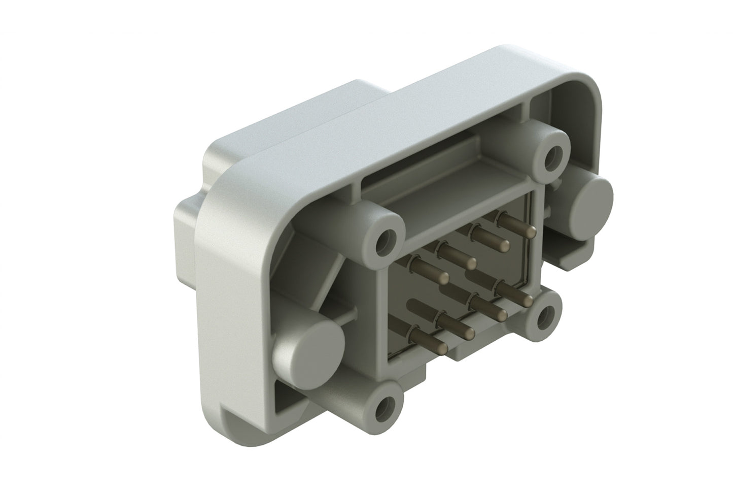 AT15-08PA-BM04 8 Position Flange Mount PCB Receptacle, Potted, Grey, Tin Plated Contacts Included. Keyed A
