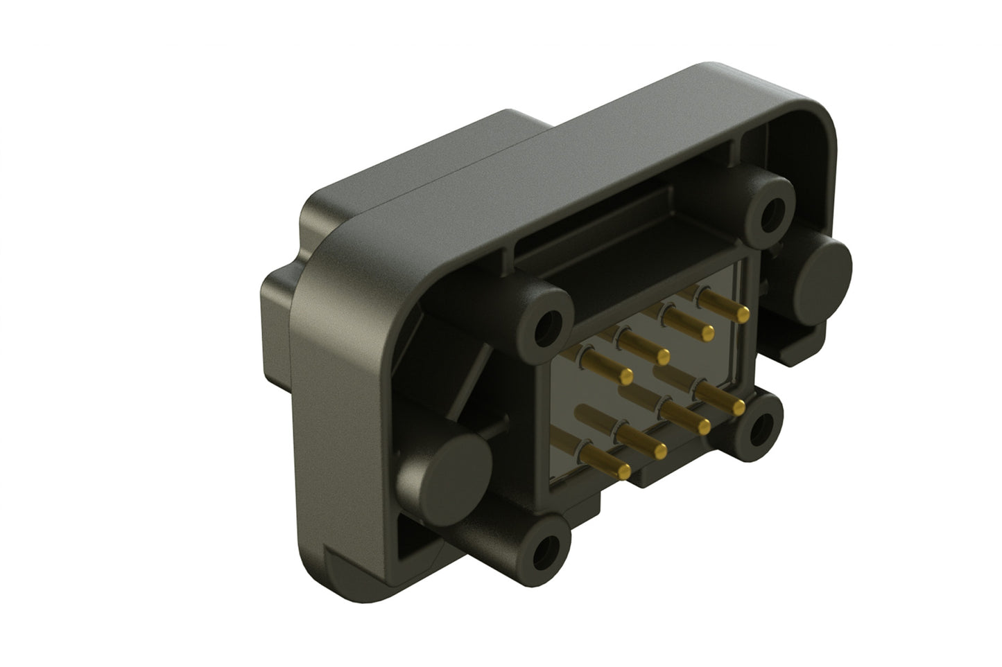 AT15-08PB-BM02 8 Position Flange Mount PCB Receptacle, Potted, Black, Gold Plated Contacts Included. Keyed B