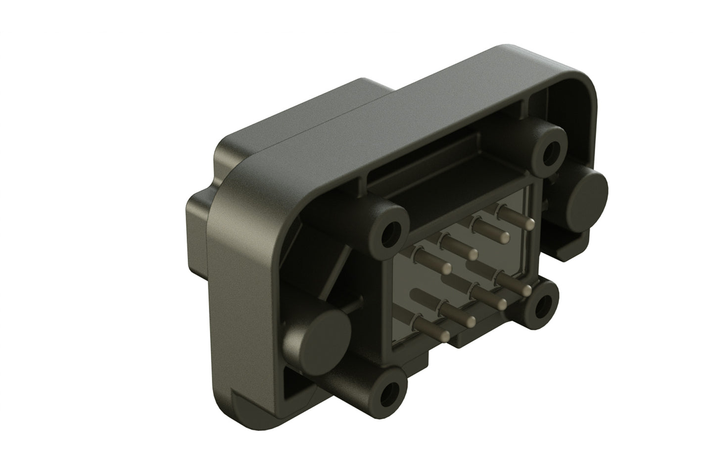 AT15-08PB-BM04 8 Position Flange Mount PCB Receptacle, Potted, Black, Tin Plated Contacts Included. Keyed B