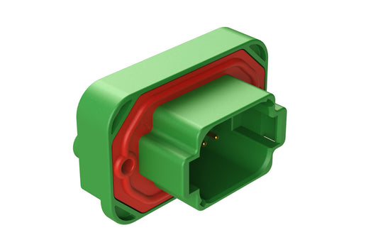 AT15-08PC-BM01 8 Position Flange Mount PCB Receptacle, Green, Gold Plated Contacts Included. Keyed C. DT15-08PC-G003