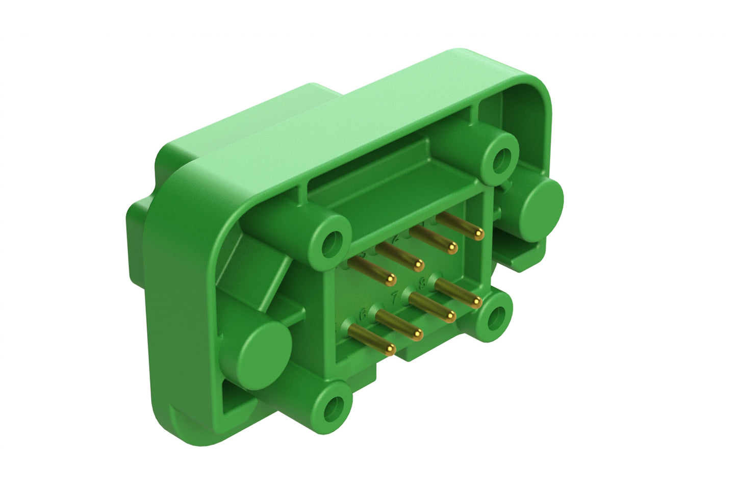 AT15-08PC-BM01 8 Position Flange Mount PCB Receptacle, Green, Gold Plated Contacts Included. Keyed C. DT15-08PC-G003
