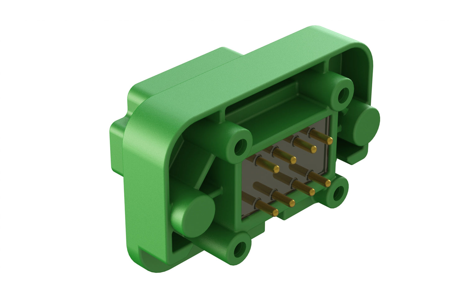 AT15-08PC-BM02 8 Position Flange Mount PCB Receptacle, Potted, Green, Gold Plated Contacts Included. Keyed C