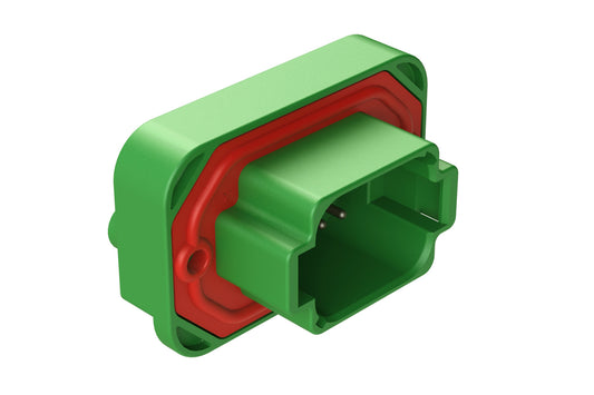 AT15-08PC-BM04 8 Position Flange Mount PCB Receptacle, Potted, Green, Tin Plated Contacts Included. Keyed C